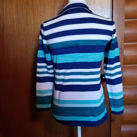T by Talbots Long Sleeve Multicolored Striped Shirt Sz P - Picture 2 of 9